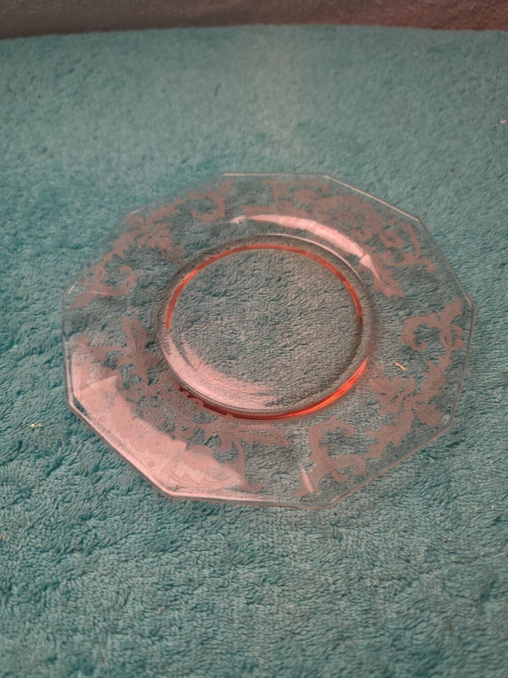 Vintage Cambridge Glass Cleo Pink 7" Dessert Salad Plate Decagon Triangle C